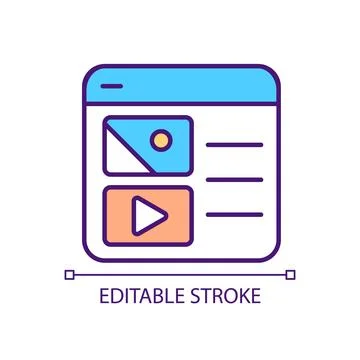 Website with multimedia elements RGB color icon 스톡 일러스트