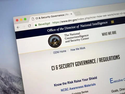 Website of The National Counterintelligence and Security Center or NCSC Stock Photos