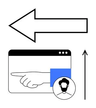 Website Navigation and User Interaction Concept with Arrow and Hand Pointer.. Stock Illustration