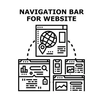 Website navigation bar for digital user interface Stock Illustration