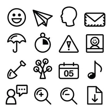 Website navigation menu black line, stroke icons Stock Illustration