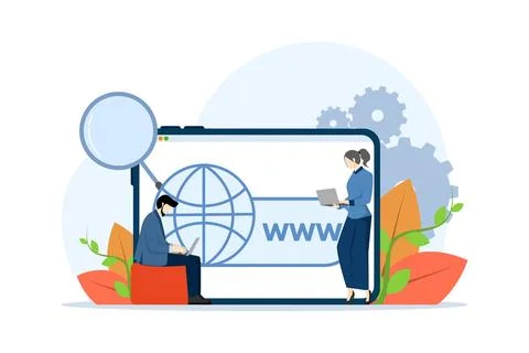 Website optimization concept. web analysis and social media marketing seo. Stock Illustration