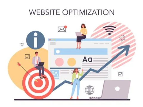 Website optimization concept. Website development and programming, Stock Illustration