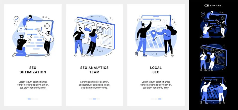 Website optimization mobile app UI kit. Stock Illustration