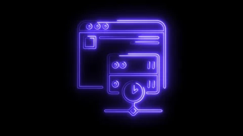 Website optimization neon style animated icon loading time on black backgroun Stock Footage 308179260
