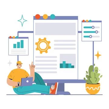 Website Optimization set. Flat vector illustration. Stock Illustration