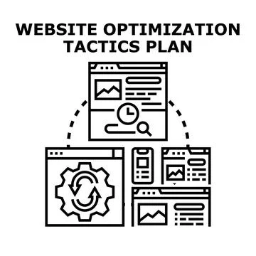Website optimization tactics planning for digital marketing strategy Stock Illustration