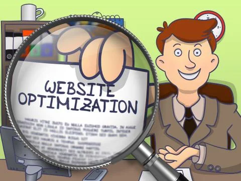 Website Optimization through Magnifier. Doodle Concept Stock Illustration