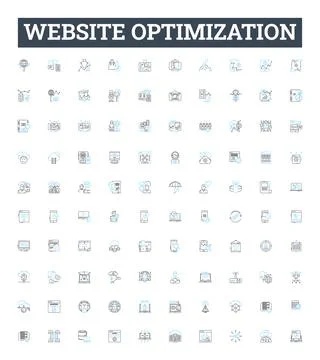 Website optimization vector line icons set. Optimization, Website, SEO Stock Illustration
