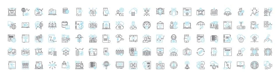 Website optimization vector line icons set. Optimization, Website, SEO Stock Illustration