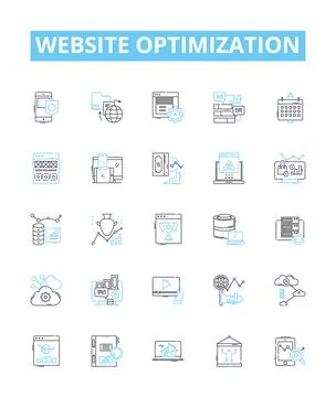 Website optimization vector line icons set. Optimization, Website, SEO Stock Illustration