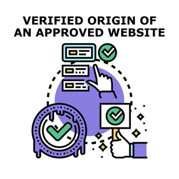 Website origin approval concept verifying online security Stock Illustration