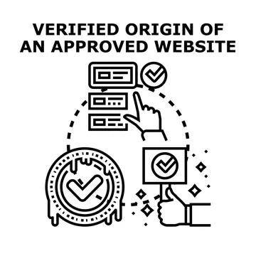 Website origin approval concept verifying online security Stock Illustration