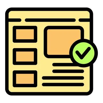 Website page being optimized with check mark symbol for search engine 스톡 일러스트