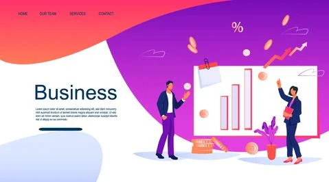 Website page for business data solutions, strategy and analytics, vector. イラスト素材