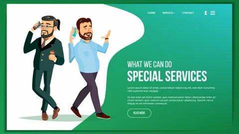 Website Page . Business Website. Processes And Office Situation. Cartoon Team Stock Illustration