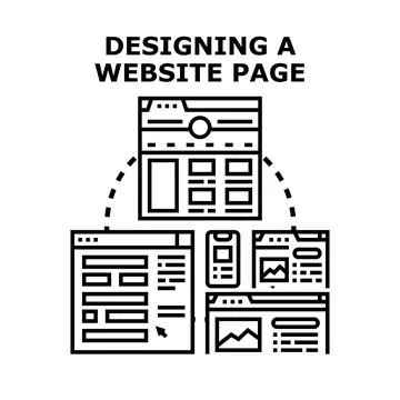 Website page design planning and developing process Stock Illustration