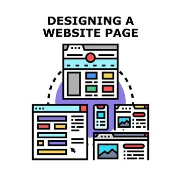 Website page design planning and developing process Stock Illustration