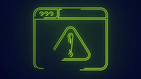 Website page error website not found exclamation mark neon animation Stock Footage 241835856