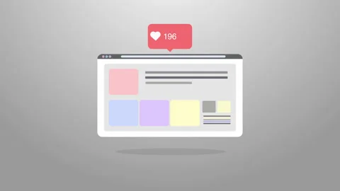 Website page flat animation with infographic sign with numbers and growing likes Stock Footage 156270042