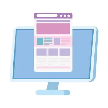 Website page in front of computer vector design Stock Illustration