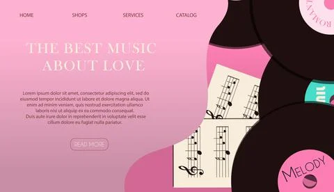 Website page with a gift for Valentine s Day. Romantic picture in pink Stock Illustration