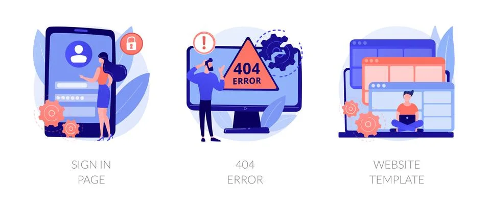 Website page interface abstract concept vector illustrations. Stock Illustration