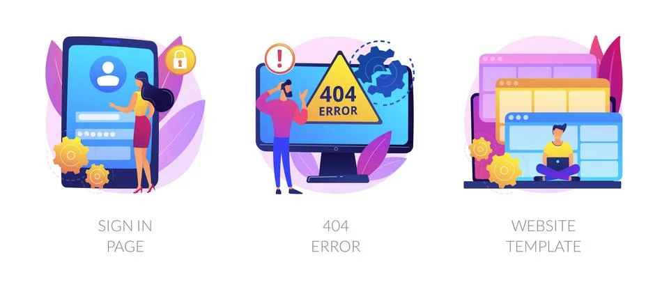 Website page interface abstract concept vector illustrations. Stock Illustration