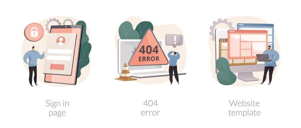 Website page interface abstract concept vector illustrations. Stock Illustration