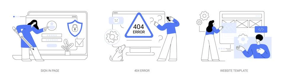 Website page interface abstract concept vector illustrations. Stock Illustration