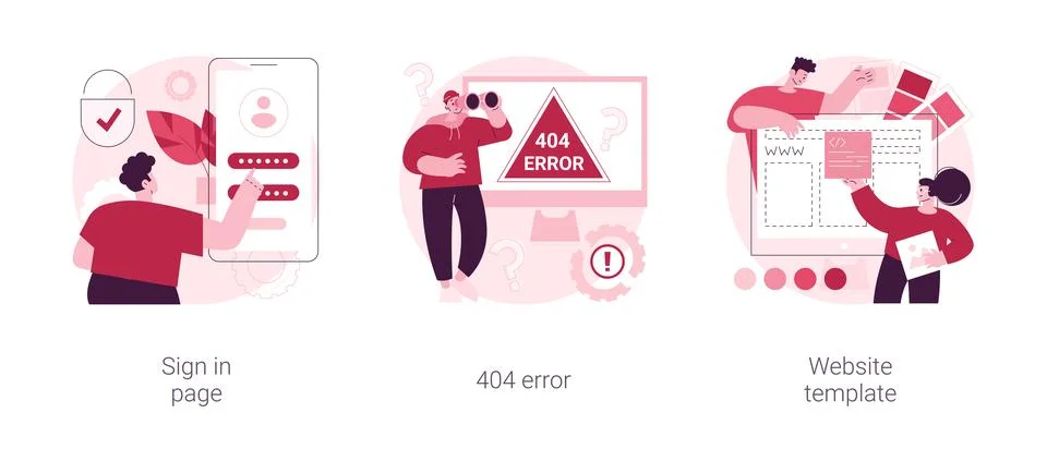 Website page interface abstract concept vector illustrations. Stock Illustration