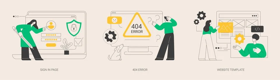 Website page interface abstract concept vector illustrations. Stock Illustration