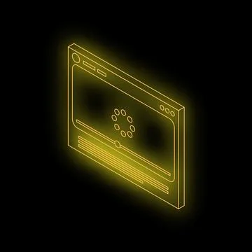 Website page loading with rotating circles animation in neon yellow outline Ilustración de archivo