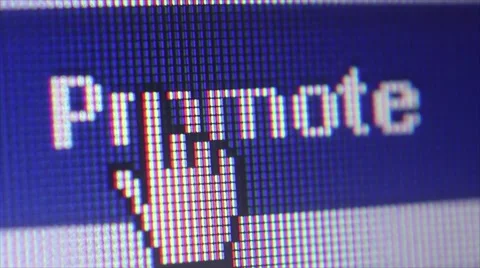 Website page Macro Close Up &amp; Dolly: Cursor hand selects 'Promote' button Stock Footage 49294987