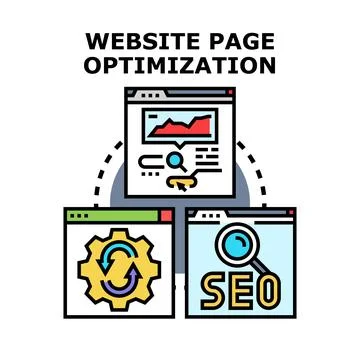 Website page optimization improving online search engine results Stock Illustration
