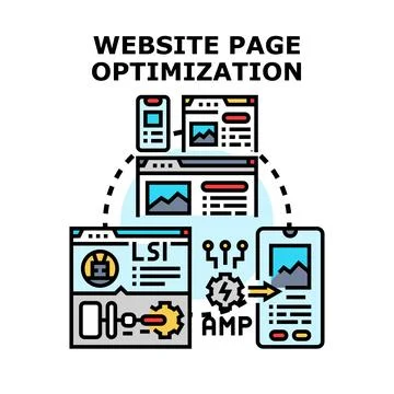 Website page optimization improving web development and user experience Stock Illustration