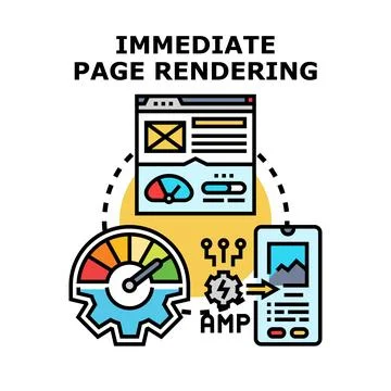 Website page rendering speed optimization concept Stock Illustration