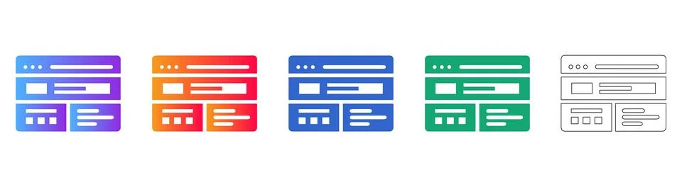 Website Page Section Layout Icons Set Stock Illustration