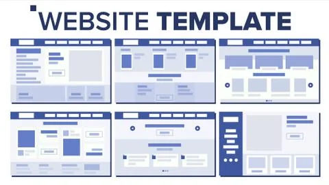 Website Page Set Design Vector. Responsive Web Pages Design Concept. UX, UI Stock Illustration