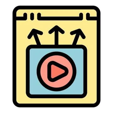 Website page showing increasing video views icon Stock Illustration