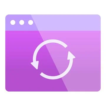 Website page showing refreshing icon on purple background Stock Illustration