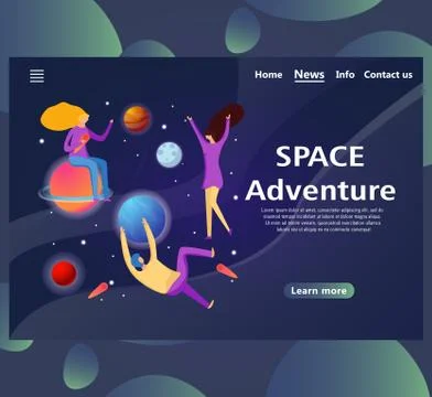 Website page templates with design space adventure Stock Illustration