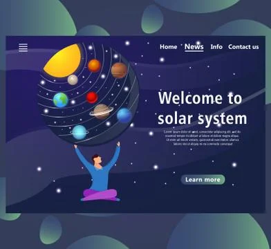 Website page templates with Solar system design. Stock Illustration