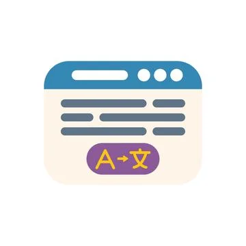 Website page translating text from one language to another Stock Illustration