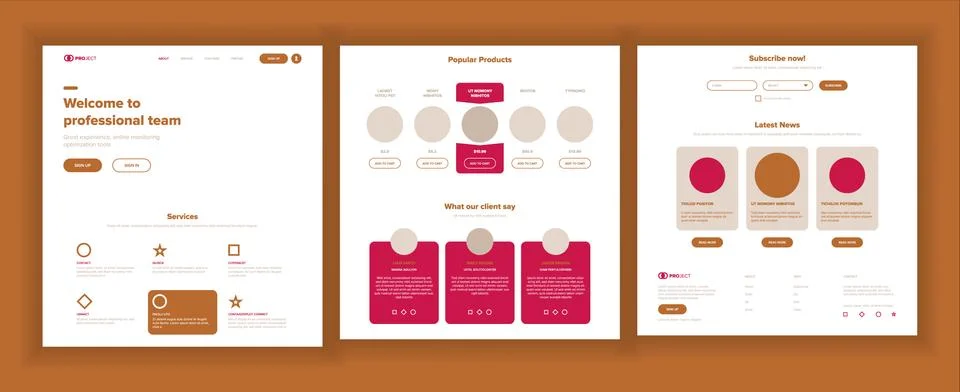 Website Page Vector. Business Website. Web Page. Landing Design Site Scheme Stock Illustration
