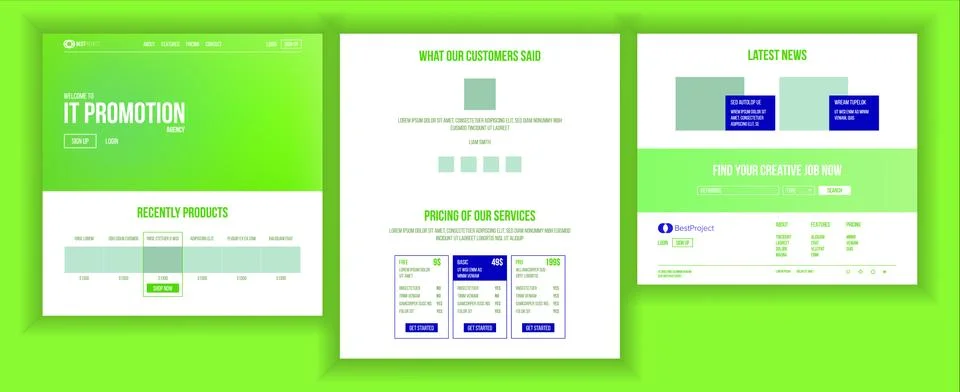 Website Page Vector. Business Website. Web Page. Landing Design Site Scheme Ilustración de archivo