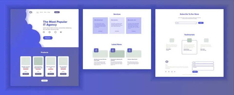 Website Page Vector. Business Website. Web Page. Landing Design Site Scheme 스톡 일러스트