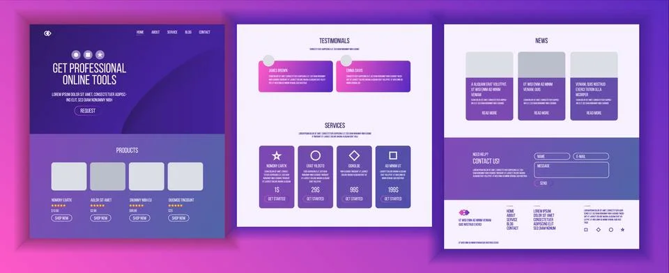 Website Page Vector. Business Website. Web Page. Landing Design Site Scheme Stock Illustration