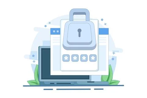 Website password security access notification concept on laptop computer 库存插图