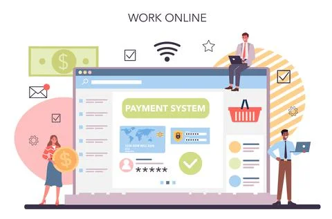 Website payment system testing online service or platform. Stock Illustration